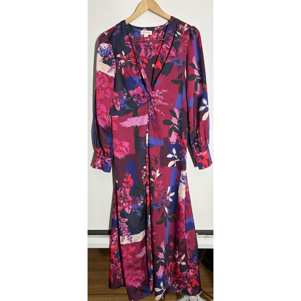 Monsoon Floral V-Neck Dress - Multicolor